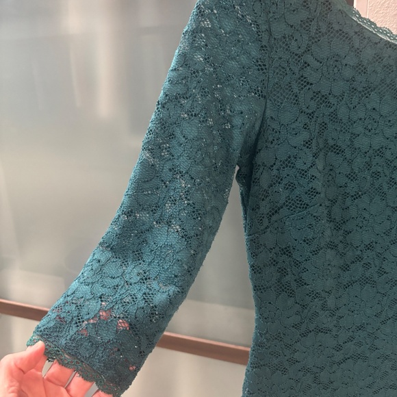 Laundry by Shelli Segal Lace Overlay Sheath Dress - Teal Green Size 2 - Picture 7 of 9